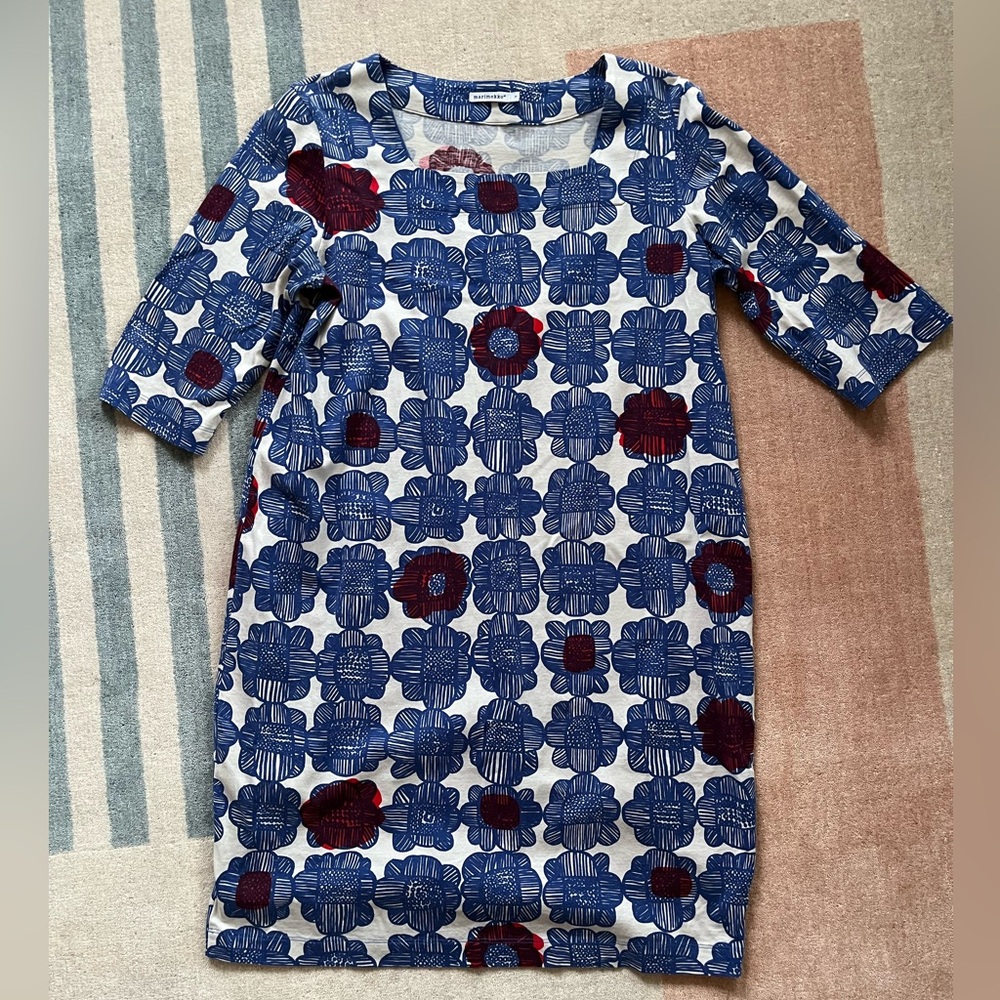 Marimekko Blue and Red Dress floral S